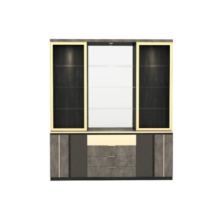 ตู้โชว์กระจก WISDOM DESIGN FURNITURE รุ่น GW-201 200 ซม. สีแอชเกรย์/บราวน์มาร์เบิ้ล_0